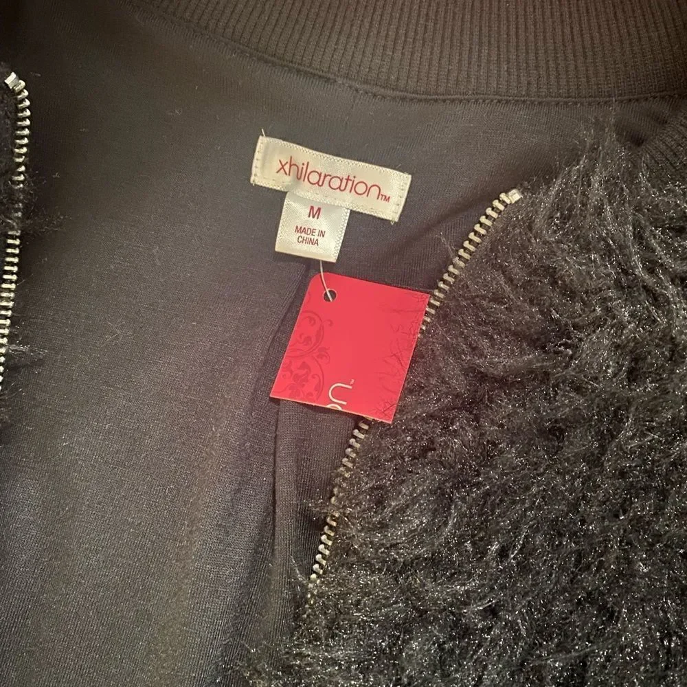 NWT Xhilaration Faux Fur Jacket sz Med Black